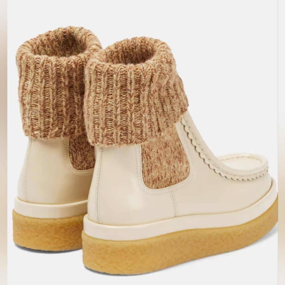 NWT! Chloe Jamie Cream and Tan Women's Ankle Boots European (W) 5 USA (W) 5 - Picture 3 of 16